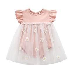 Kleinkind Baby Mädchen Sommerkleid Rüschen Ärmellos Strick Strampler Splice Gänseblümchen Druck Tutu Tüll Kleider 73 Kurz Rosa 9-12 Monate von Alunsito