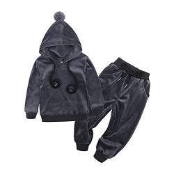 Kleinkind Kleinkind Baby Jungen Mädchen Langarm Hoodie Tops Sweatsuit Hosen Herbst Trainingsanzug Outfit Set A-Grau1 100 18-24 Monate von Alunsito