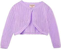 Kleinkind Mädchen Langarm Strickjacke Kinder Kinder Bolero Achselzucken Frühling Sommer Kleid Cover Up, 110, Lila, 3-4 Jahre von Alunsito