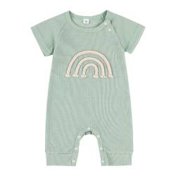 Neugeborenes Kleinkind Unisex Baby Junge Mädchen Regenbogen bedruckter Strampler Body Einteiliger Overall Outfits Kleidung Grün 100 12-18 Monate von Alunsito