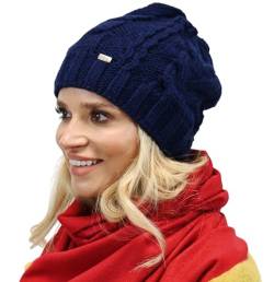 Alur Mütze Damen Beanie Wintermütze Strickmütze - Warme Elastisch Elegant Winter Mütze EKO - Weiches Garn Stilvoll Universell Warm (Marine) von Alur