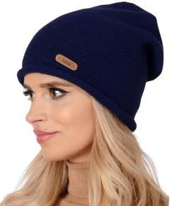 Alur Mütze Damen Beanie Wintermütze Strickmütze - Warme Elastisch Elegant Winter Mütze EKO - Weiches Garn Stilvoll Universell Warm (Marine) von Alur