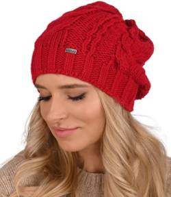 Alur Mütze Damen Beanie Wintermütze Strickmütze - Warme Elastisch Elegant Winter Mütze EKO - Weiches Garn Stilvoll Universell Warm (Rot) von Alur