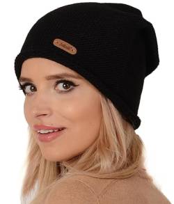 Alur Mütze Damen Beanie Wintermütze Strickmütze - Warme Elastisch Elegant Winter Mütze EKO - Weiches Garn Stilvoll Universell Warm (Schwarz) von Alur