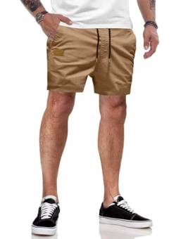 AlvaQ Cargo Shorts Herren Shorts Herren Sommer Kurze Sporthose Herren Baumwolle Chino Shorts Herren Mit Taschen Khaki von AlvaQ