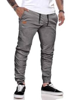 AlvaQ Cargohose Herren Freizeithose Baumwolle Hose Herren Jogginghose mit Kordelzug Casual Hose mit Taschen Grau L von AlvaQ