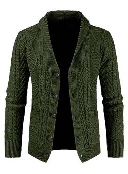 AlvaQ Grün Strickjacke Herren V Ausschnitt Strick Cardigan Langarm Knöpfe Strickpullover Einfarbige Strickmantel M von AlvaQ