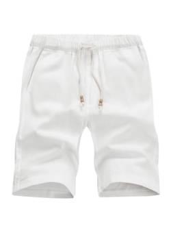 AlvaQ Herren Bermuda Shorts Kurze Hose Herren Sommer Baumwolle Freizeithose Mit Taschen Weiß von AlvaQ