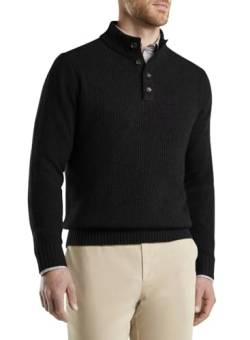 AlvaQ Herren Pullover Warmer Strickpullover Freizeit Rollkragen Sweater Knopf Basic Regular Fit Schwarz M von AlvaQ