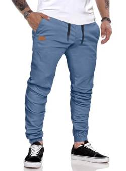 AlvaQ Jogginghose Herren Chino Hose Herren Baumwolle Cargohose Freizeithose Training Hose Regular Fit Blau M von AlvaQ