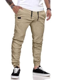 AlvaQ Jogginghose Herren Chino Hose Herren Baumwolle Cargohose Freizeithose Training Hose Regular Fit Khaki L von AlvaQ