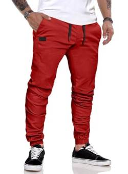 AlvaQ Jogginghose Herren Chino Hose Herren Baumwolle Cargohose Freizeithose Training Hose Regular Fit Rot S von AlvaQ