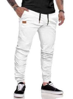 AlvaQ Jogginghose Herren Chino Hose Herren Baumwolle Cargohose Freizeithose Training Hose Regular Fit Weiß L von AlvaQ