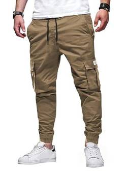 AlvaQ Jogginghosen für Herren Hose Herren mit Kordelzug Braun Cargohosen für Herren Casual Freizeithose Herren mit Taschen L von AlvaQ