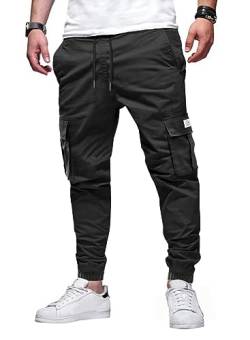 AlvaQ Jogginghosen für Herren Hose Herren mit Kordelzug Cargohosen für Herren Casual Schwarz Freizeithose Herren mit Taschen XXL von AlvaQ