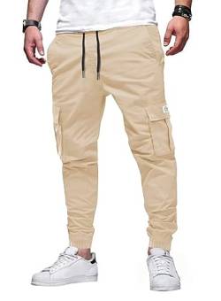 AlvaQ Jogginghosen für Herren Hose Herren mit Kordelzug Khaki Cargohosen für Herren Casual Freizeithose Herren mit Taschen L von AlvaQ