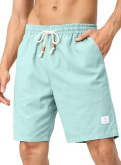 AlvaQ Kurze Hosen Herren Leinen Shorts Herren Herrenshorts aus Leinenmaterial Sportshorts Blau Kurz Hosen mit Taschen 38 von AlvaQ