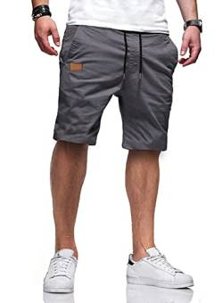 AlvaQ Kurze Hosen Herren Shorts Herren Sommer Sporthose Herren kurz Chino Elastische Baumwolle mit Taschen Dunkel Grau von AlvaQ