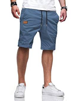 AlvaQ Kurze Hosen Herren Shorts Herren Sommer Sporthose Herren kurz Chino Elastische Baumwolle mit Taschen Himmel Blau von AlvaQ