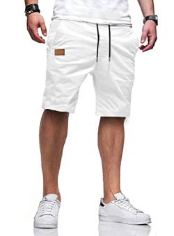AlvaQ Kurze Hosen Herren Shorts Herren Sommer Sporthose Herren kurz Chino Elastische Baumwolle mit Taschen Weiß von AlvaQ
