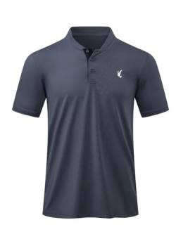 AlvaQ Poloshirt Herren Kurzarm Elastisches Casual Kurzarm Atmungsaktiv Golf Polo Athletic Shirt Grau von AlvaQ