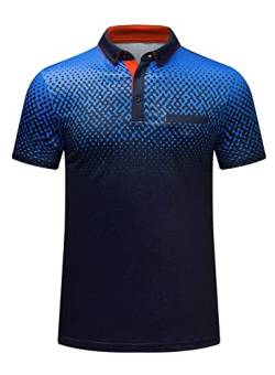 AlvaQ Poloshirt Herren Kurzarm Golf T-Shirt Herren Farblich Abgesetzte Kragen Sommer Polohemd Mit Fronttasche Regular Fit Blau S von AlvaQ