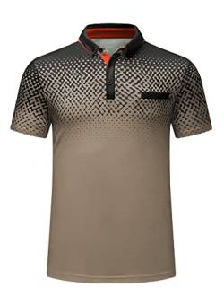 AlvaQ Poloshirt Herren Kurzarm Golf T-Shirt Herren Farblich Abgesetzte Kragen Sommer Polohemd Mit Fronttasche Regular Fit Braun L von AlvaQ