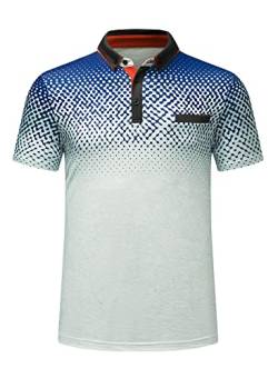 AlvaQ Poloshirt Herren Kurzarm Golf T-Shirt Herren Farblich Abgesetzte Kragen Sommer Polohemd Mit Fronttasche Regular Fit Grau M von AlvaQ