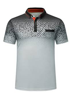 AlvaQ Poloshirt Herren Kurzarm Golf T-Shirt Herren Farblich Abgesetzte Kragen Sommer Polohemd Mit Fronttasche Regular Fit Grau M von AlvaQ