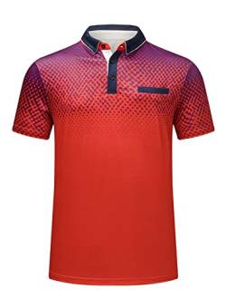 AlvaQ Poloshirt Herren Kurzarm Golf T-Shirt Herren Farblich Abgesetzte Kragen Sommer Polohemd Mit Fronttasche Regular Fit Rot XXL von AlvaQ