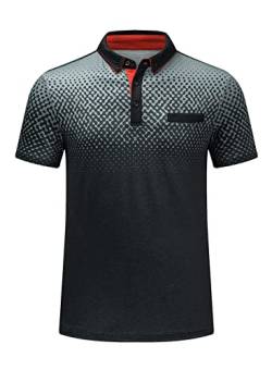 AlvaQ Poloshirt Herren Kurzarm Golf T-Shirt Herren Farblich Abgesetzte Kragen Sommer Polohemd Mit Fronttasche Regular Fit Schwarz S von AlvaQ