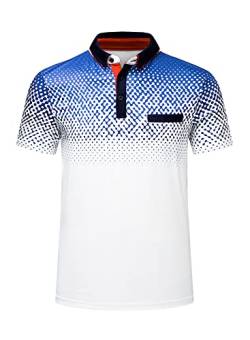 AlvaQ Poloshirt Herren Kurzarm Golf T-Shirt Herren Farblich Abgesetzte Kragen Sommer Polohemd Mit Fronttasche Regular Fit Weiß S von AlvaQ