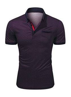 AlvaQ Poloshirt Herren Kurzarm Golf T Shirt Herren Farblich Abgesetzte Kragen Sommer Polohemd Mit Fronttasche Rot L von AlvaQ