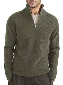 AlvaQ Pullover Herren Winter Pullover Herren warm Business Pullover Herren Herren Pullover mit reißverschluss Grün S von AlvaQ