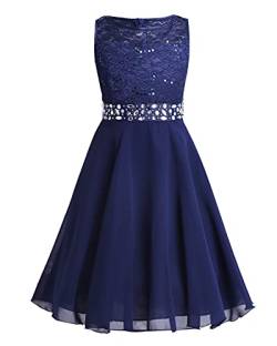 Alvivi Blumenmädchen Prinzessin Kleider Mädchen Kommunionkleid Brautjungfern Hochzeit Festlich Geburtstag Party Kleid Gr.98-176 A Marineblau 140 von Alvivi