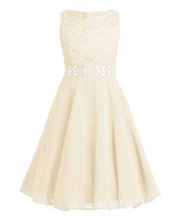 Alvivi Blumenmädchen Prinzessin Kleider Mädchen Kommunionkleid Brautjungfern Hochzeit Festlich Geburtstag Party Kleid Gr.98-176 Aa Beige 164 von Alvivi