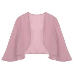 Alvivi Damen Bolero Jacke Chiffon 3/4 Ärmel Festlich Shrug Top Kurze Schulterjacke Elegant Cardigan Tops für Hochzeit Abendkleid Partykleid S-3XL A Dunkel Rosa XXL von Alvivi