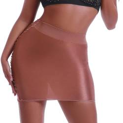 Alvivi Damen Minirock Bleistiftrock Transparent Stretch Mini Rock Bodycon Dessous Unterwäsche Nachtwäsche E Kaffee Einheitsgröße von Alvivi