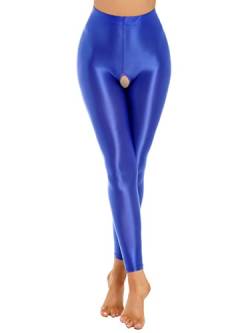 Alvivi Damen Strumpfhosen Glanz Leggings Tight Hose Lange Unterhosen Unterwäsche Schlafhose Dessous Reizwäsche M-XL D Royal Blau L von Alvivi