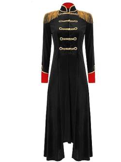 Alvivi Damen Zirkus Kostüm Zirkusdirektor Gothic Frack Jacke Mantel Weihnachten Umhang Circus Uniform Ringmaster Cosplay Karneval Fasching Kostüm F Schwarz XL von Alvivi