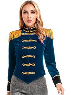 Alvivi Damen Zirkus Kostüm Zirkusdirektorin Uniform Langarm Frack Jacke Samt Blazer Mantel Show Tanzkostüm Weihnachten Karneval Party Outfits Aa Dunkel Blau S von Alvivi