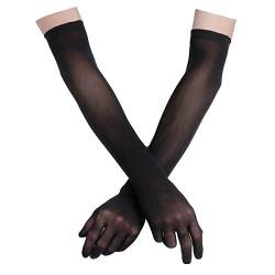 Alvivi Damen glänzend Transparente Handschuhe Lang Party Handschuhe Vollfinger Dessous Handschuhe Schwarz Einheitsgröße von Alvivi