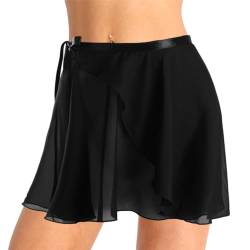 Alvivi Frauen&Mädchen Chiffon Ballett Rock Tanz Wrap Skirt Ballett Dancewear Wickelrock Ballettrock Ballett Minirock für Ballettbody A Schwarz Einheitsgröße von Alvivi