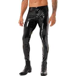 Alvivi Herren Hosen Leder Latex Leggings Lederhose Wetlook Metallic Männer Strumpfhose Pants Unterwäsche Schwarz A Schwarz 4XL von Alvivi