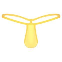 Alvivi Herren String Tanga Sexy Männer Unterwäsche Mini Slips Schnur Thong G-String Lingerie Reizwäsche A Gelb M von Alvivi