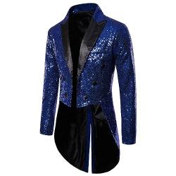 Alvivi Herren Zirkus Kostüm Zirkusdirektor Uniform Pailletten Frack Jacke Mantel Glitzer Blazer Show Tanzkostüm Mottoparty Outfits A Blau S von Alvivi