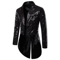 Alvivi Herren Zirkus Kostüm Zirkusdirektor Uniform Pailletten Frack Jacke Mantel Glitzer Blazer Show Tanzkostüm Mottoparty Outfits A Schwarz XL von Alvivi