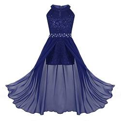 Alvivi Kinder Mädchen Festlich Kleid Prinzessin Kleid Chiffon Langes Hochzeit Brautjungfernkleid Taufe Kommunion Partykleid Festzug Aa Blau 152 von Alvivi