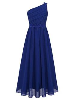 Alvivi Kinder Mädchen Kleider Festlich Kleid EIN-Schulter Hochzeit Blumenmädchenkleid Elegantes Abendkleid Chiffon Sommerkleid Geburtstag Partykleid B Blau 158-164 von Alvivi