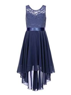 Alvivi Kinder Mädchen Kleider Spitze Sommer Kleid Hochzeit Blumenmädchenkleid Langes Abendkleid Festlich Partykleid Gr.110-176 A Marine Blau 170-176 von Alvivi